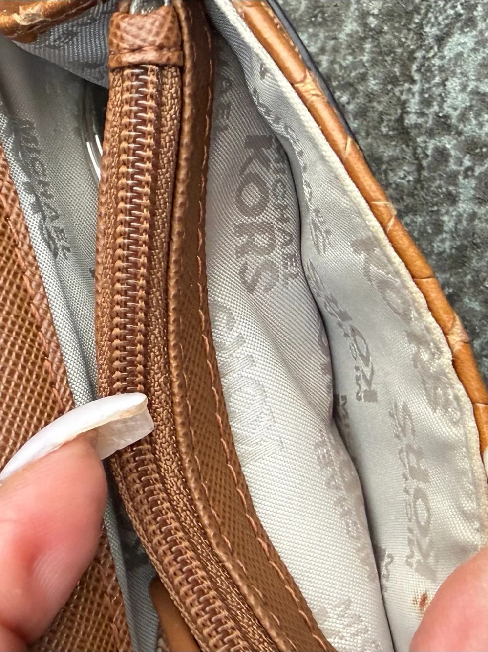 Michael Kors Brown Snake-Embossed Leather Card Case with Key Ring